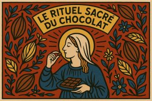 le rituel sacré du chocolat-femme voilé mangeant du chocolat